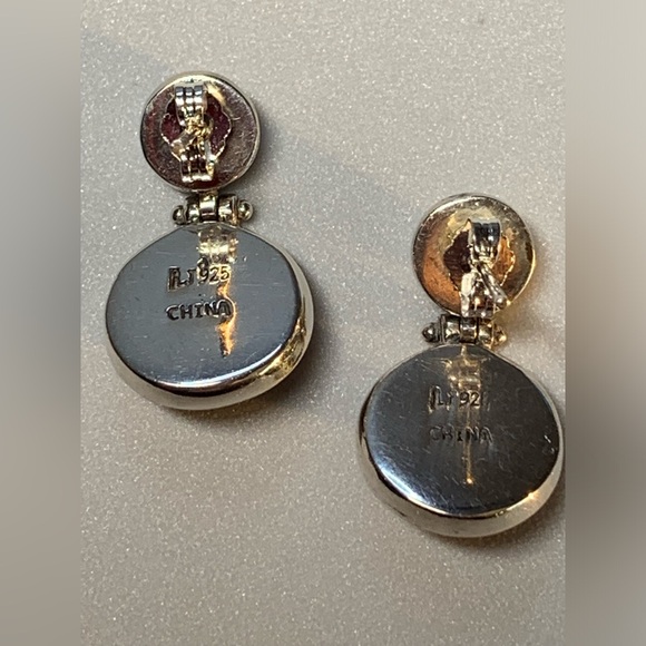 Silpada RARE VHTF Oxidized Sterling Silver Round Hinged Earrings w/Blue Stones - Picture 11 of 12